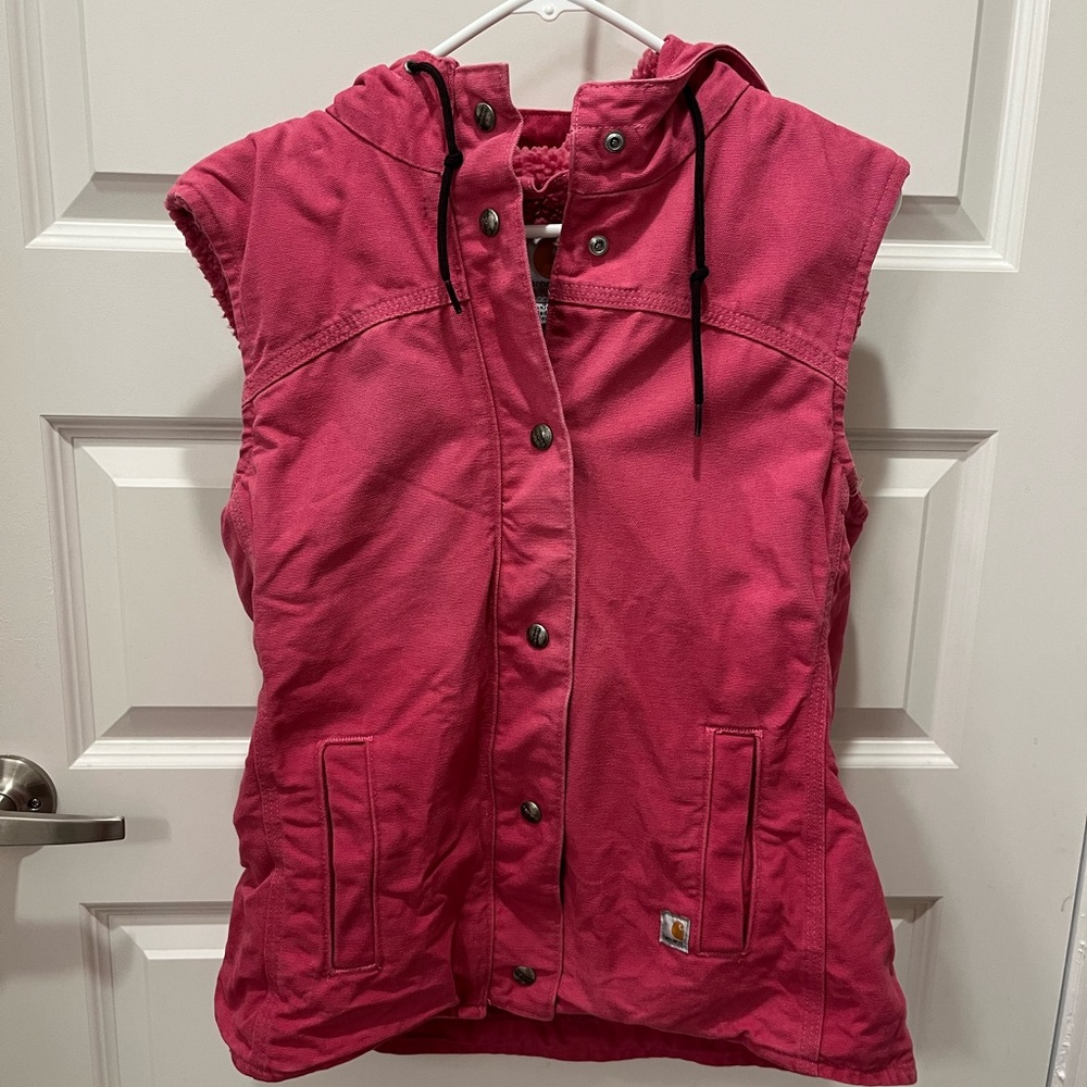 Carhartt Women's Pink Hooded Vest - Sherpa Lined